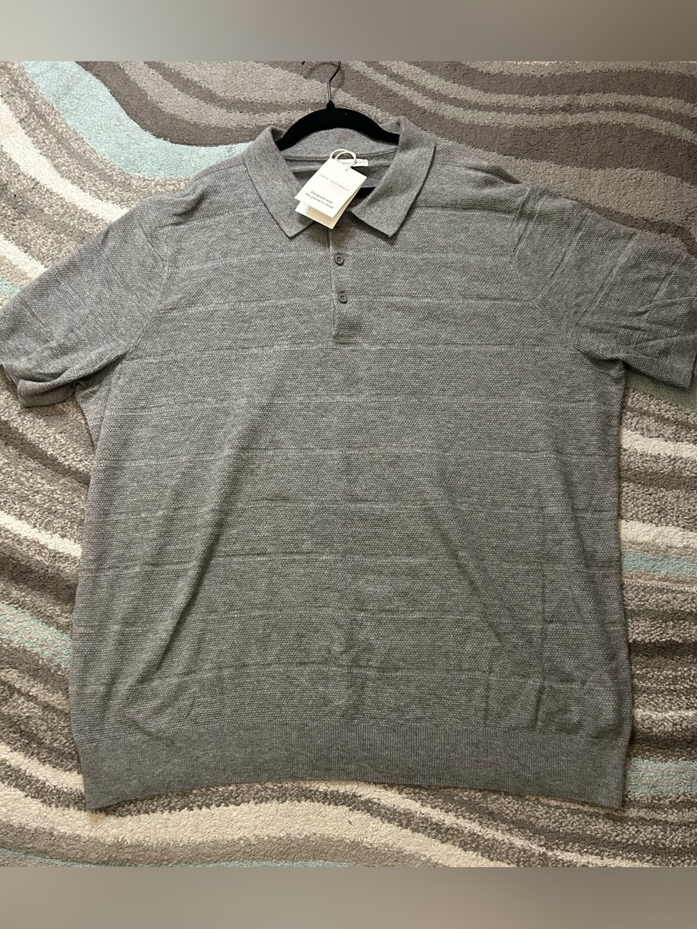 Men's Grey Knit Polo Shirt - Brand free assembly